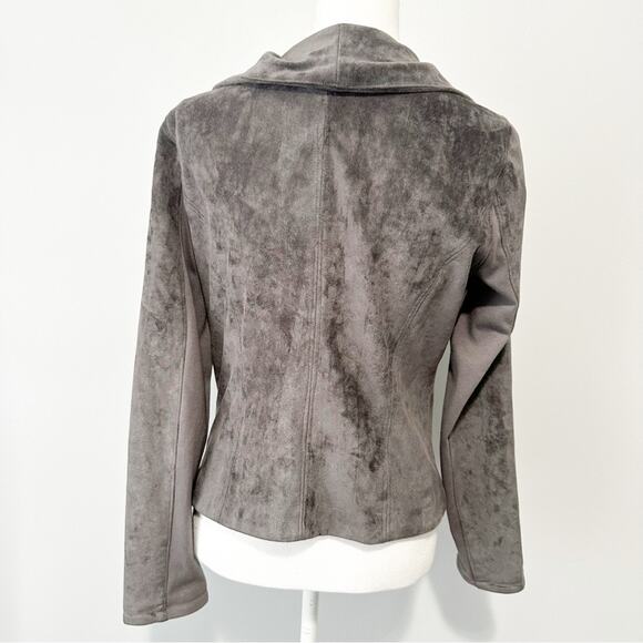 Blank NYC Gray moto Teddy Jacket suede plush coat size medium - Picture 9 of 12